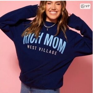 Rich Mom Blue West Village Sweatshirt Size Large